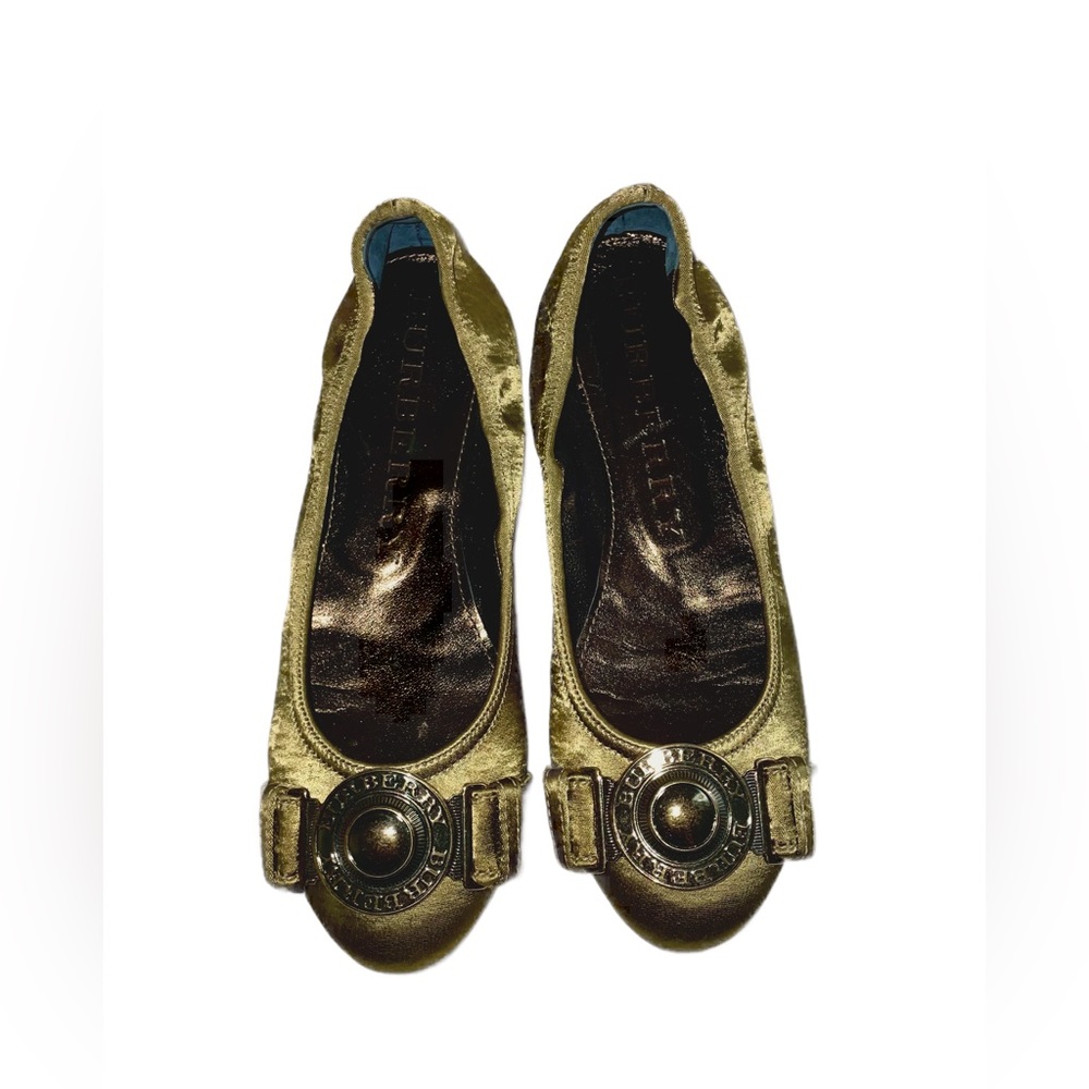 🔥🔥Burberry Green Satin Ballet Flats Size 37.5 / Us Sz 7.5 Great Condition!